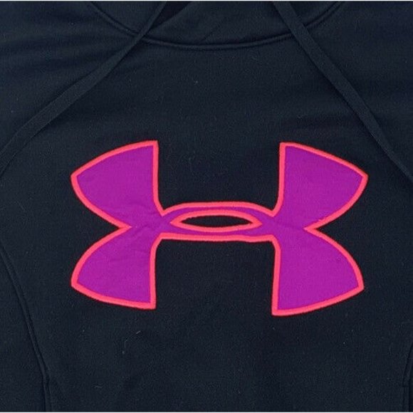 Girl's Under Armour Semi-Fitted Coldgear Sweatshirt Hoodie Black Purple UA Small - Picture 5 of 10